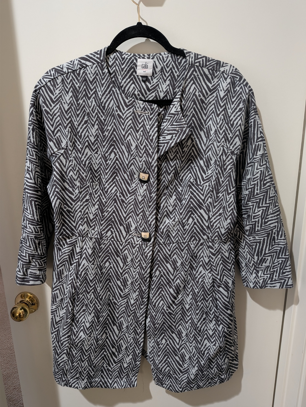 cabi Black & White Patterned Lightweight Jacket